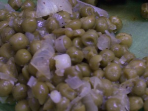 Peas and sauteed onions